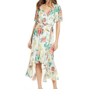 NWOT Leith Flutter Sleeve High Low Floral Dress